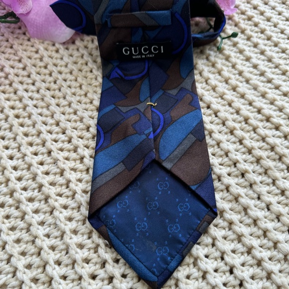 VINTAGE GUCCI Men’s Silk Neck Tie Made In Italy Abstract -58” - Picture 6 of 10